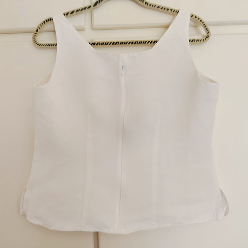 Vintage white sleeveless top linen viscose XL like new