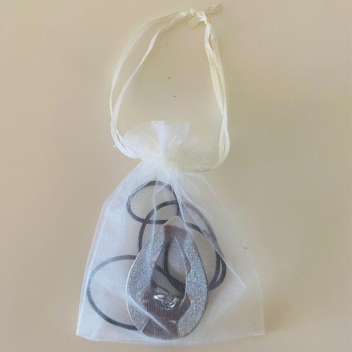 Teardrop necklace in silver tone with rhinestones and black cord new