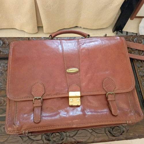 Leather Briefcase Romeo Renato new, brown, made in Italy