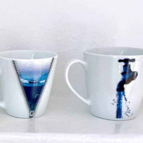 BP Illusion Fine Porcelain Collectible Mugs Set of 2 New