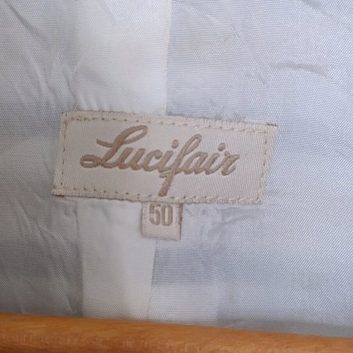 Lucifair women's striped short jacket with 3/4 sleeves and lace collar used