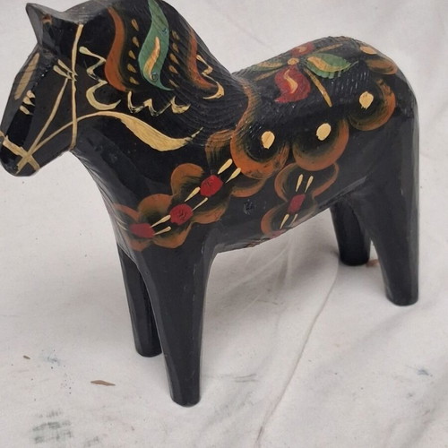 Dala Wooden Horse Handcrafted Scandinavian Folk Art