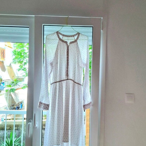 Benetton summer dress new, size M, white and blue