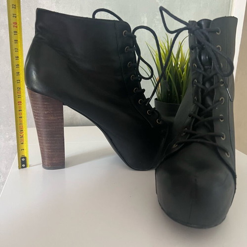 Black Lolita Style High Heel Boots like new, size 41