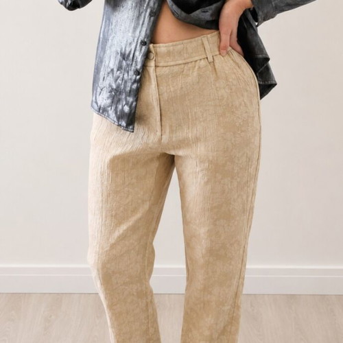 Zara beige pants like new, viscose fabric with embossed pattern
