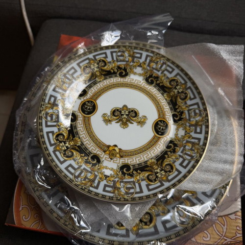 Versace Italy G-7602-7 Porcelain Dessert Plate Set 7pcs with 2 Cups