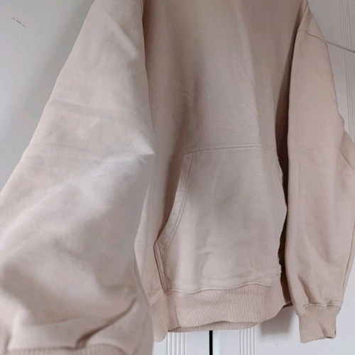 Unisex beige hoodie sweatshirt, loose fit M–XL