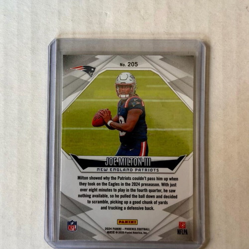2024 Panini Phoenix Football Hyper Prizm #205 Joe Milton III Rookie Card Patriots new