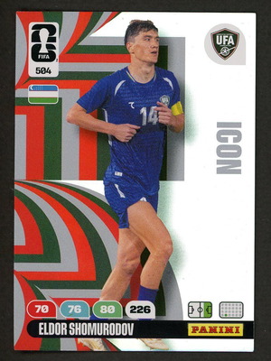 2026 Panini World Cup Adrenalyn XL #504 Shomurodov Icons πακέτο σαν καινούργιο