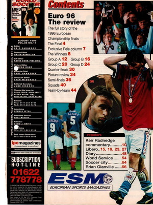 World Soccer EURO '96 magazine used, collectible tribute