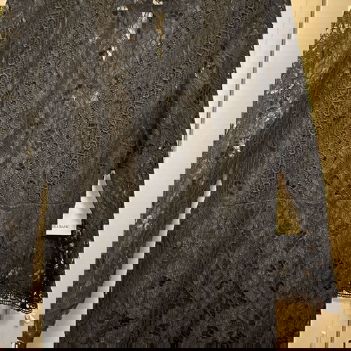 ZARA Δαντελένιο Φόρεμα Μίντι Καινούργιο, Μπλε Σκούρο Με Μαύρες Λεπτομέρειες