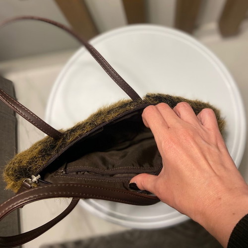 Zara fur shoulder bag like new brown