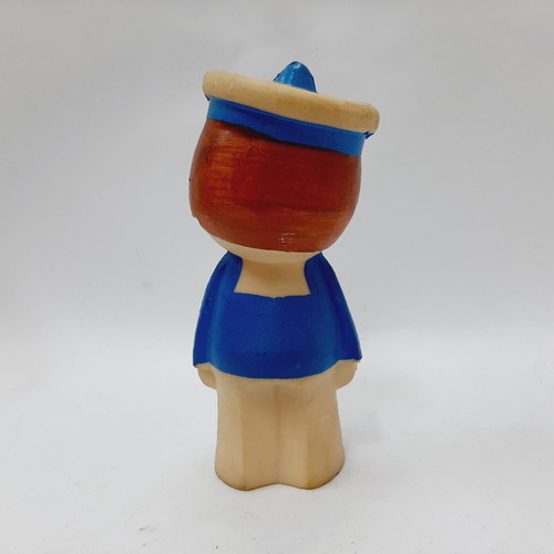 Vintage rubber figurine 70s cream blue 17×7.5 cm