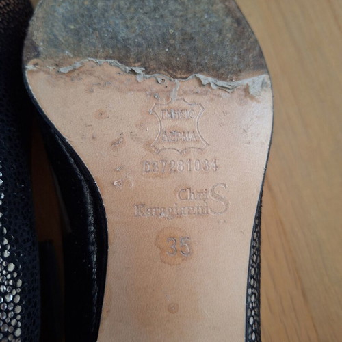 Chris Karagiannis leather pumps size 35, black with silver stardust effect