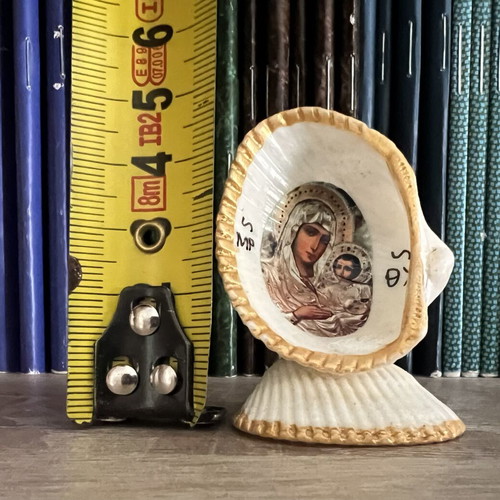 Handmade Panagia Ierousolymitsa Icon in Natural Shell like new