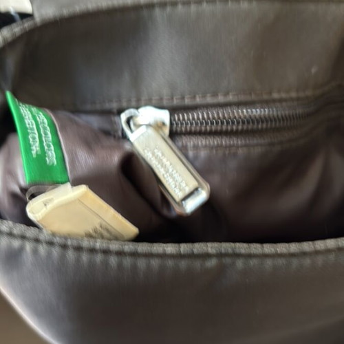 Benetton shoulder bag used vintage nylon and leatherette, oil color with black