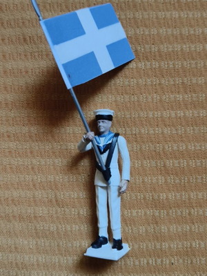 Athina Military Figure Flag Bearer sailor like new