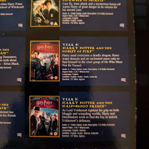Harry Potter Collection Years 1-7B DVD box set
