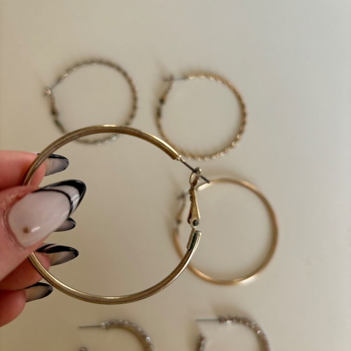 H&M hoop earrings used, set of 3 golden and silver