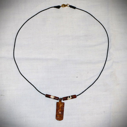 Maori Totem Mask Pendant from Carved Bone with Gold Clasp 22ct Gold Plated 5Macro