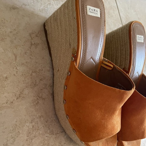 Zara platforms used, size 40, beige and orange