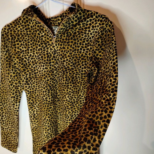 Leopard turtleneck long sleeve with zipper new, vintage unisex