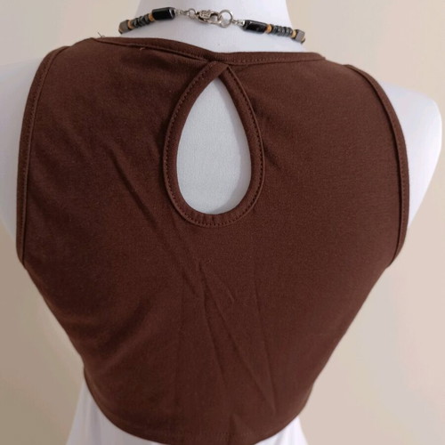 Shein Honey brown crop top like new, silver rhinestones, size M