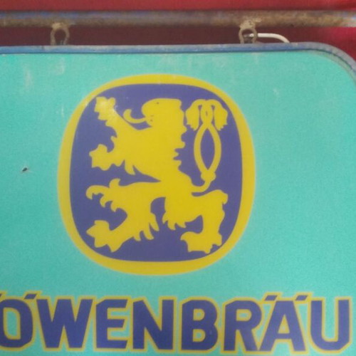 Antique 1984 Lowenbrau Beer Advertising Sign used, collectible