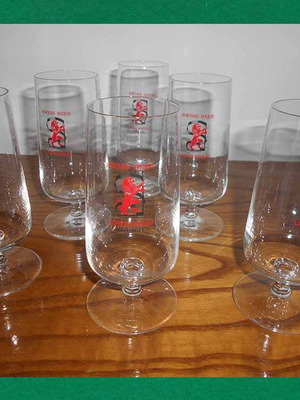 Swiss Beer Lowenbrau Zurich collectible beer glasses, pack of 12, 200 ml