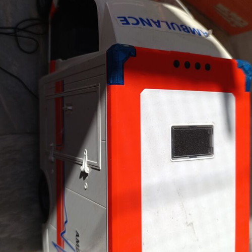 Ambulance Bruder toy used, missing one door with detached rear doors