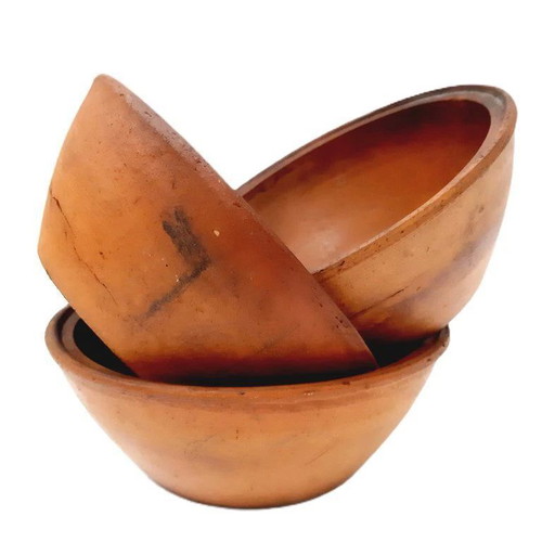 Rustic terracotta clay bowls set of 3 used