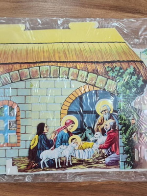 Paper craft Christmas nativity scene 1970s new