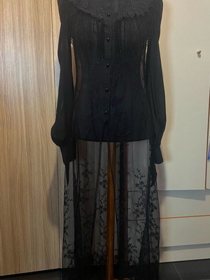Gothic long shirt tunic Punkrave like new, black, size S
