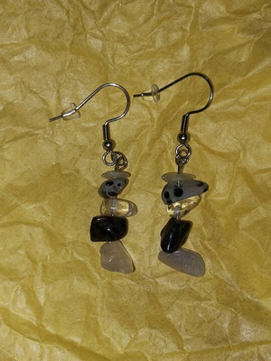 Handmade earrings with stones in dark shades new