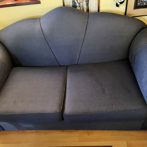 Sofas two-seater and three-seater like new, blue water-repellent fabric