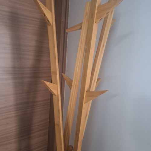 WENKO Mikado Bamboo clothes rack used, foldable with 8 hooks