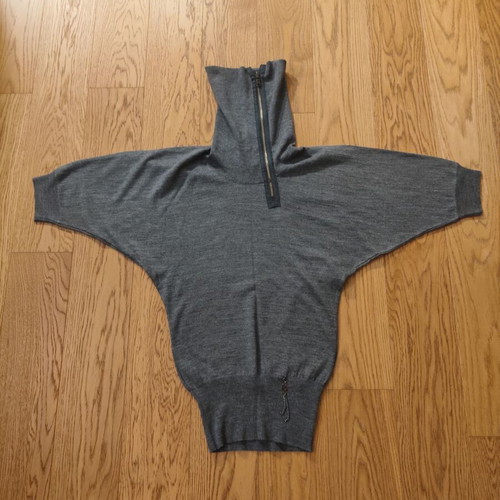 Daniele Alessandrini Grey Wool Pullover Sweater Like New, Batwing Sleeves