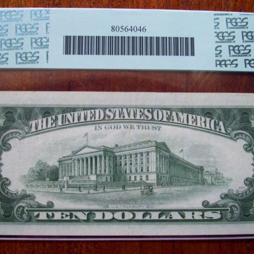 1974 $10 Error Note Misaligned Face Printing Certified PCGS XF 45