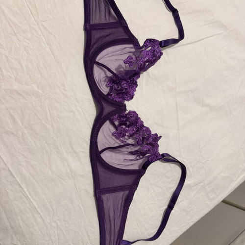 Lingerie Center satin brass bras used, white and purple set