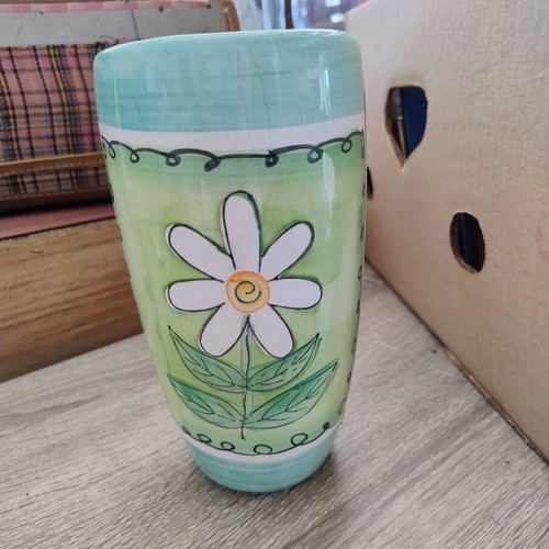 Ceramic vase flowerpot used, height 19.5 cm