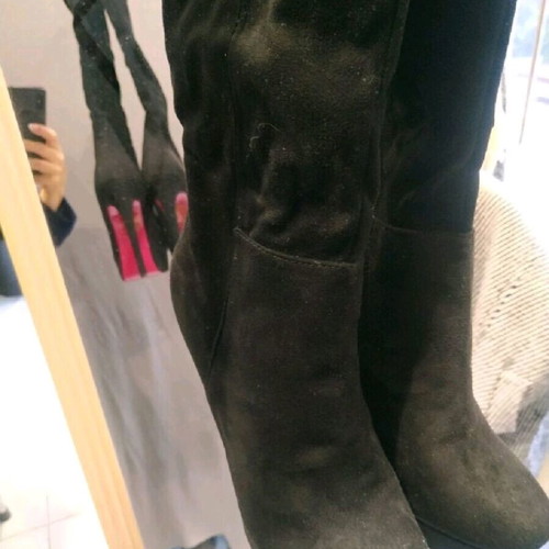 Black High Boots New With 13cm Heel Size 37