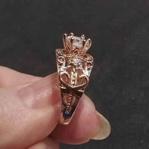 Elegance rose gold plated stone ring, S925 hallmark