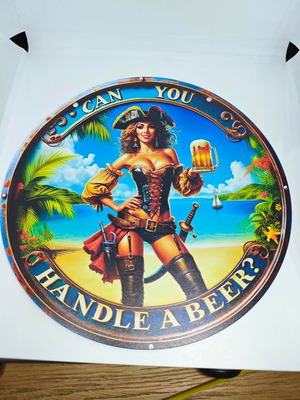Vintage metal decorative sign Pirate Beer 20cm like new