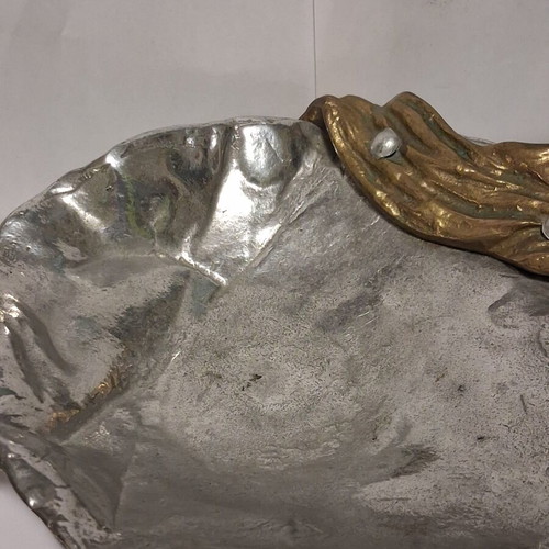 Ventouri Vintage Sculpted Platter, Alpaca & Brass, Mid-Century 1960–70