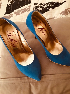 Sima shoes blue suede pumps like new no.37 Greek made