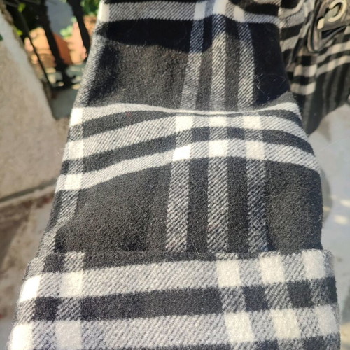Actuel checked short coat unused with patent belt one size black white
