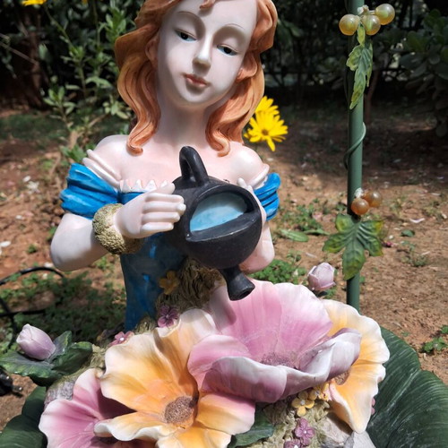 Vintage garden ornament refurbished resin and metal with dimmer light