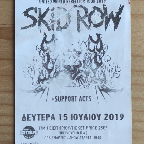 Skid Row Concert Ticket 15-7-2019 like new