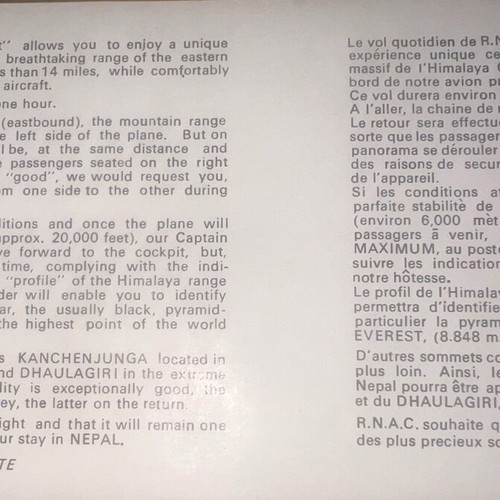 Advertising brochures used, pack of 2, Himalaya Everest mountaineering airplane