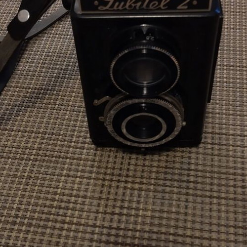 Lubitel 2 camera used with leather case